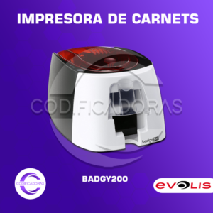 Impresora de Carnets a Color Evolis Badgy200 – Incluye Software, 100 Tarjetas PVC y Cinta Ribbon