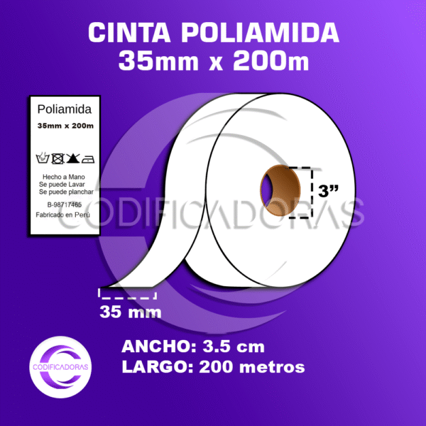CINTAS POLIAMIDA TEXTIL 35mm x 200mts