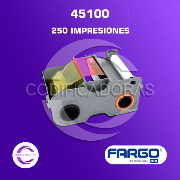 CINTA RIBBON FARGO YMCKO 45100 PARA IMPRESORA DE CARNETS DTC4000 y DTC4250e