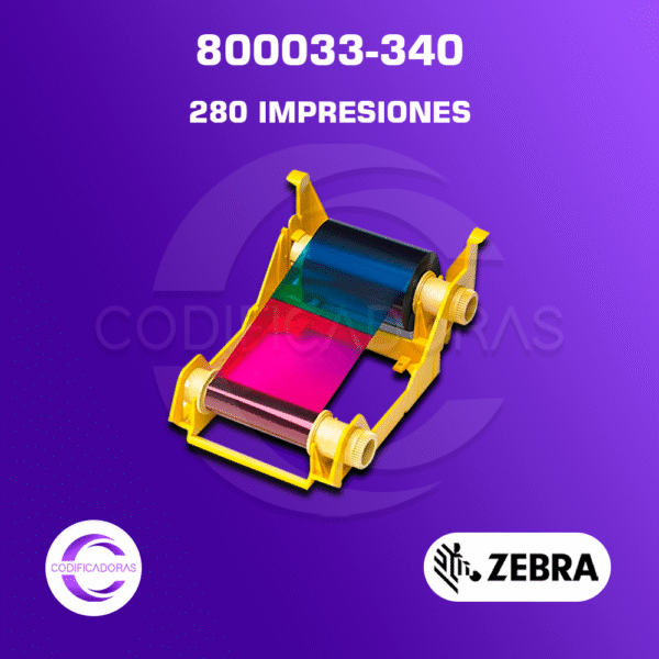 Cinta Ribbon Zebra ZXP 3, 800033-340 Full Color 280 IMG