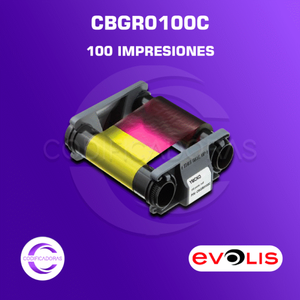 Cintas Ribbon Evolis CBGR0100C Color para Badgy200