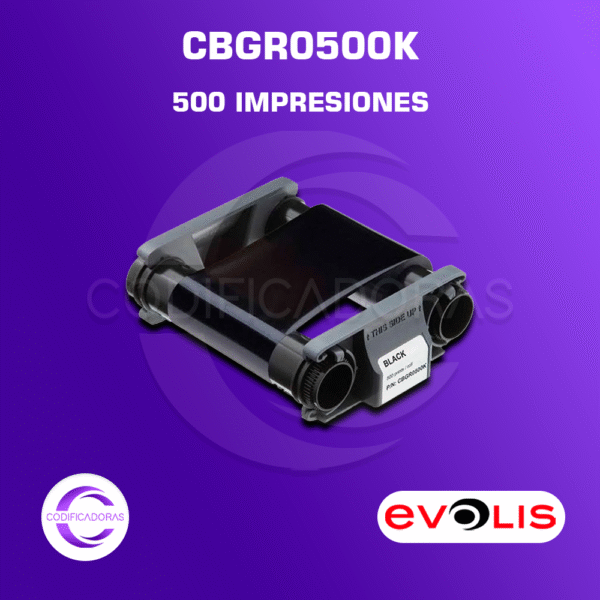 Cintas Ribbon Evolis CBGR0500K Monocromo para Badgy200