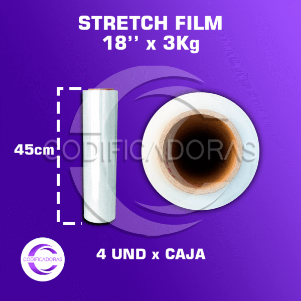 Stretch Film De 18'' X 3kg Altura 45 Cm - Caja X4 Unid
