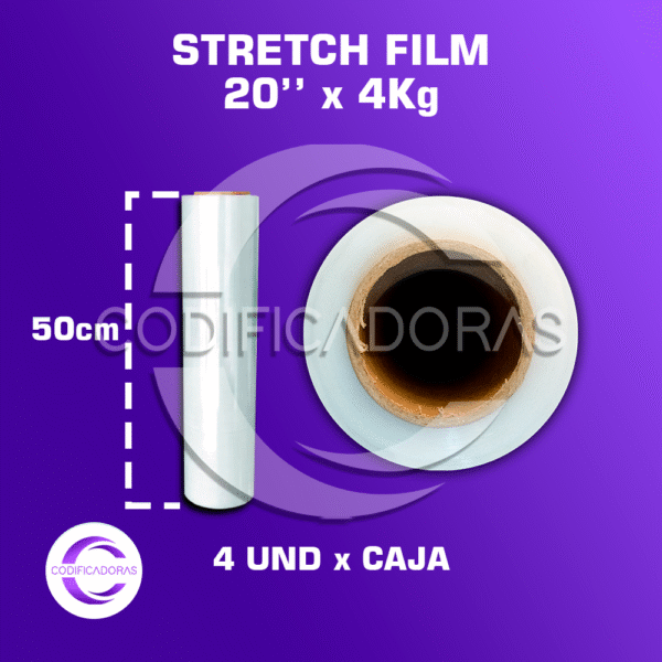 Stretch Film De 20'' X 4kg Altura 50 Cm - Caja X4 Unid