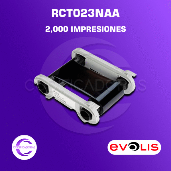 Cintas Ribbon Evolis RCT023NAA Monocromo 2,000 impresiones para Primacy y Zenius