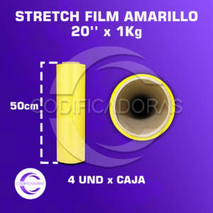 Stretch Film Amarillo De 20'' X 1Kg Altura 50cm - Caja X4 Unid