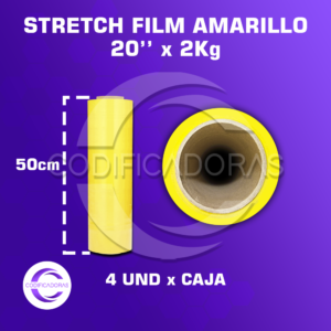 Stretch Film Amarillo De 20'' X 2Kg Altura 50cm - Caja X4 Unid