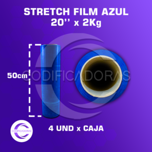 Stretch Film Azul De 20'' X 2Kg Altura 50cm - Caja X4 Unid