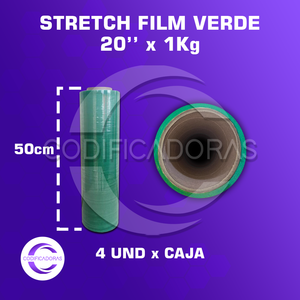 STRECH-FILM-VERDE-20-X-1KG.webp Stretch Film Verde De 20'' X 1Kg Altura 50cm - Caja X4 Unid - Imagen 1