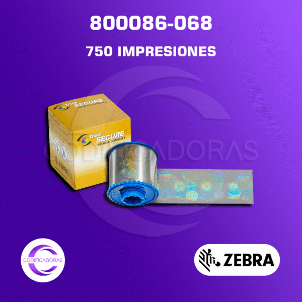 Cintas Ribbon Zebra 800086-068 Laminador Holográfico Para Impresoras De Carnets Zebra ZXP Series 7
