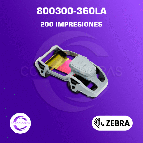 Cintas Ribbon Zebra 800300-360LA Color Para Impresoras De Carnets Zebra  ZC300