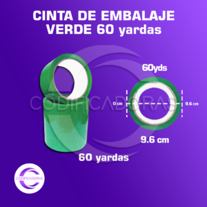 Cintas De Embalaje Color Verde 2'' X 60 Yardas / Caja X72 Unid