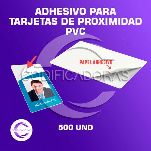 ADHESIVO PARA TARJETAS DE PROXIMIDAD DE PVC / PQTE DE 500 UND