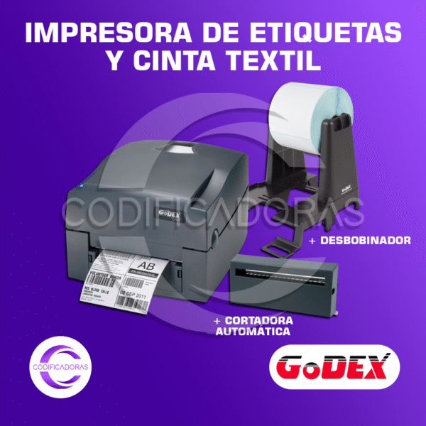Pack Godex G500 + Cortadora Automática + Desbobinador Externo