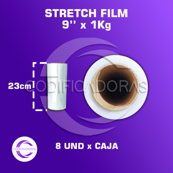 Stretch Film De 9'' X 1kg Altura 23 Cm - Caja X8 Unid