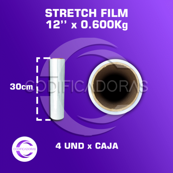 Stretch Film De 12'' X 0.600kg Altura 30 Cm - Caja X4 Unid