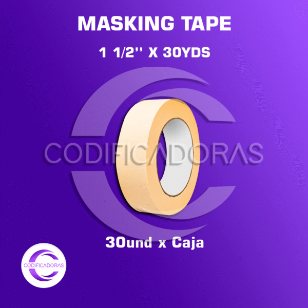 Cinta Masking Tape 1. 1/2'' x 30yds x caja 30und