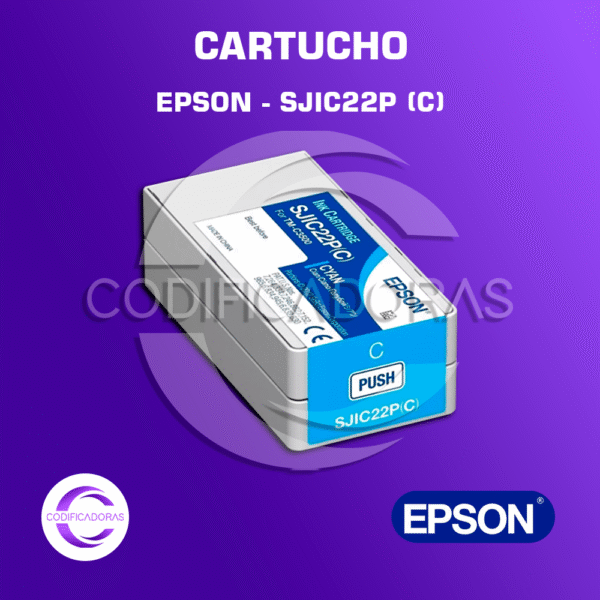 Epson SJIC22P (C) Tinta Cian Para Impresora de Etiquetas Epson TM-C3500