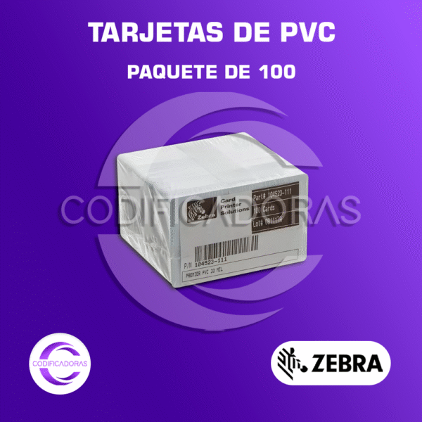 Tarjetas PVC Zebra – 100 Unidades | Policluro de Vinilo para Impresoras de Tarjetas