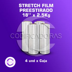 Stretch Film Pre estirado De 18'' X 2.5kg Altura 45 Cm - Caja X4 Unid