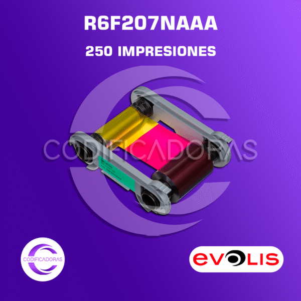 Cinta Ribbon Evolis R6F207NAAA color YMCKOO - 250 impresiones para Primacy 2