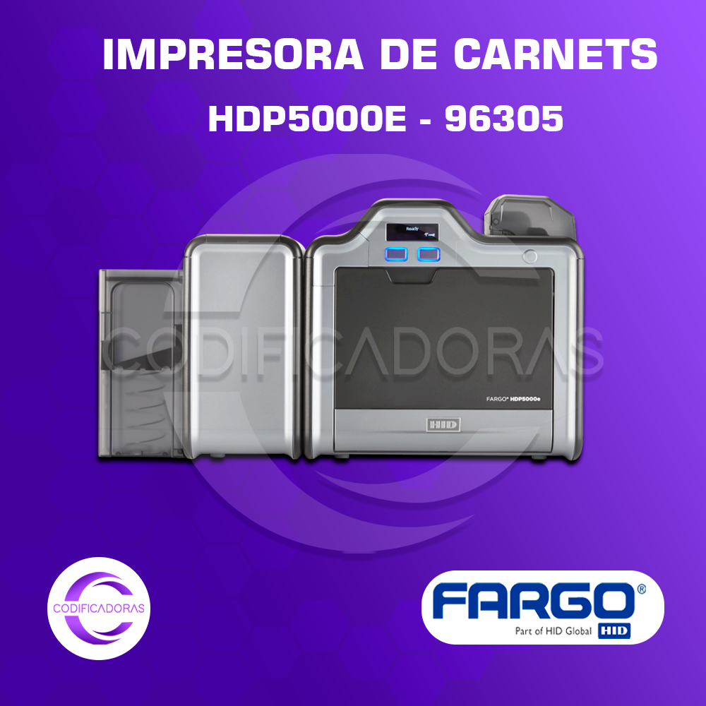 0.0) HDP5000e - 96305 Impresora De Carnets Fargo HDP5000e - 96305 – Retransferencia Y Alta Seguridad - Imagen 1