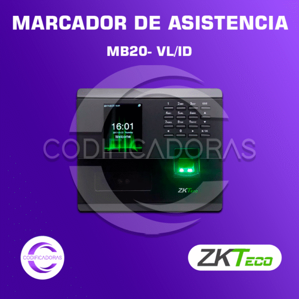 MARCADOR DE ASISTENCIA ZKTeco MB20- VL/ID