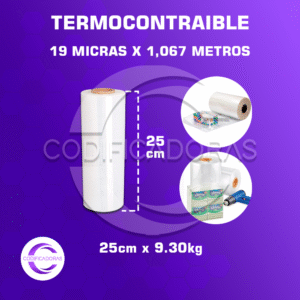 ROLLO DE PLÁSTICO TERMOCONTRAIBLE 25cm x 9.30Kg x 1,067mts x 19 MICRAS