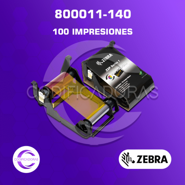 CINTA RIBBON ZEBRA 800011-140 YMCKO PARA IMPRESORA DE CARNETS ZEBRA ZXP SERIES 1