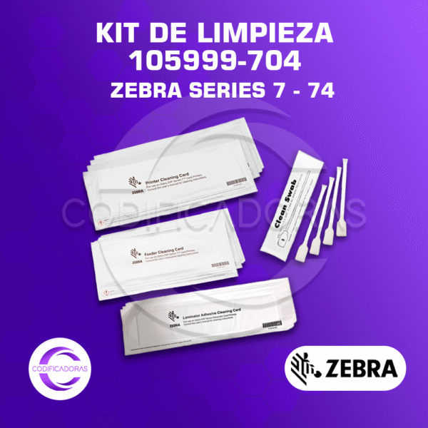 Kit de Limpieza Zebra 105999-704 para Impresoras ZXP Series 7 - 74 con Laminación