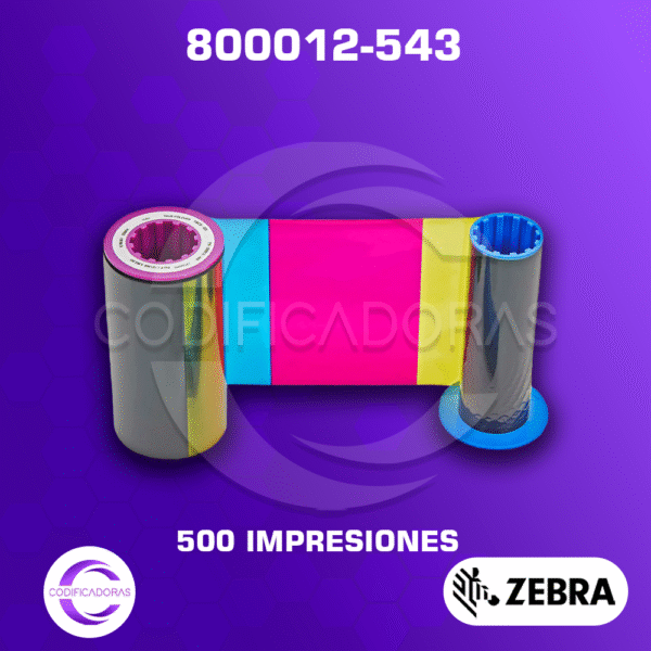 Cinta Zebra 800012‑543 YMCUvK para ZXP Series 8 y 9 (500 impresiones)