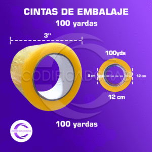Cinta de Embalaje Transparente 3” x 100 Yardas | Cinta Adhesiva para Empaque
