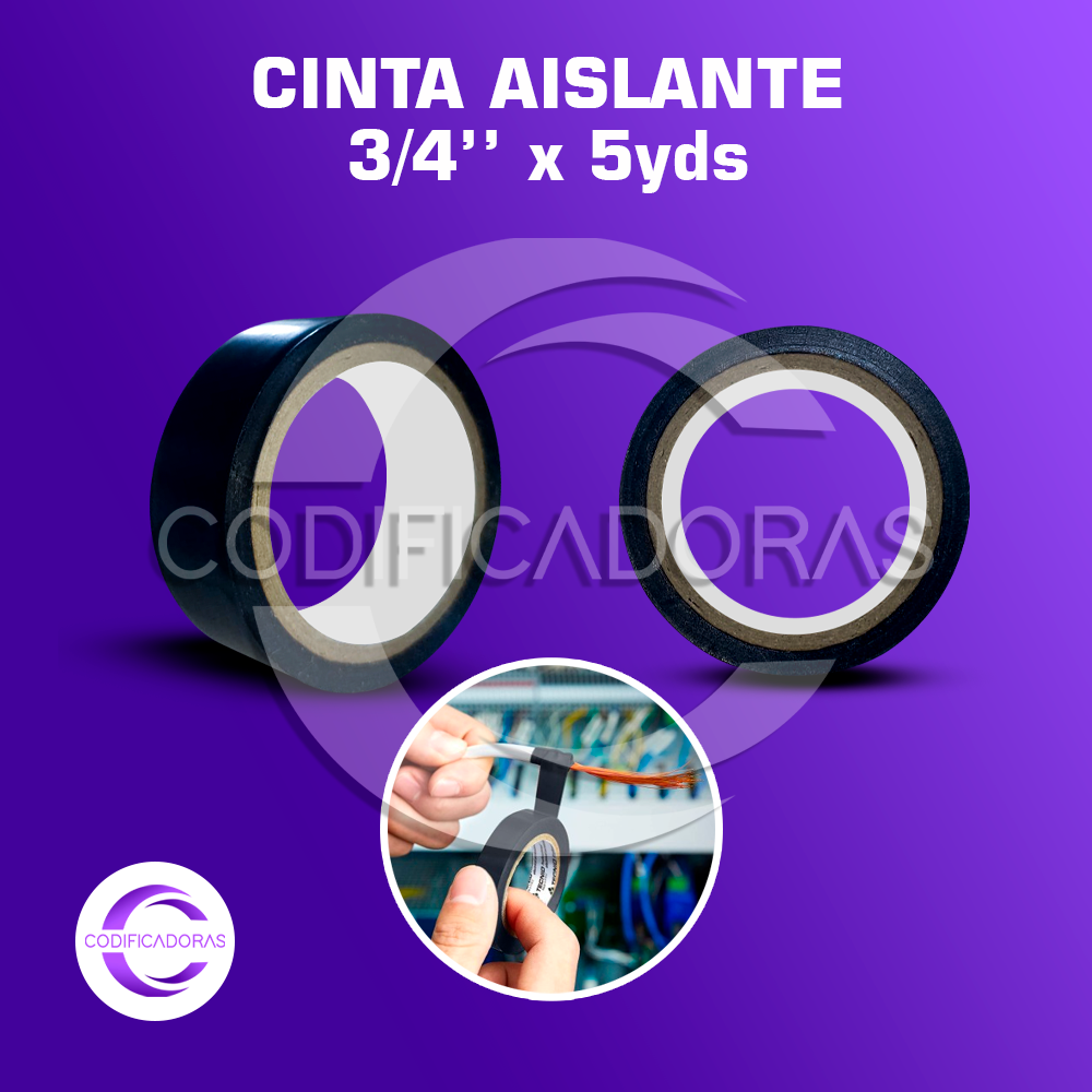 3.4'' x 5yds Cintas Aislantes 3/4" x 5 Yardas – Caja x 200 UND - Imagen 1