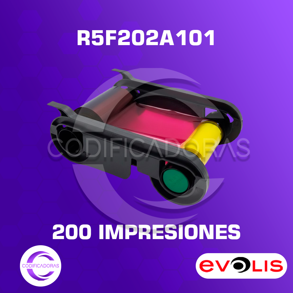 R5F202A101 Cinta Ribbon Evolis R5F202A101 YMCKO – 200 Impresiones - Imagen 1