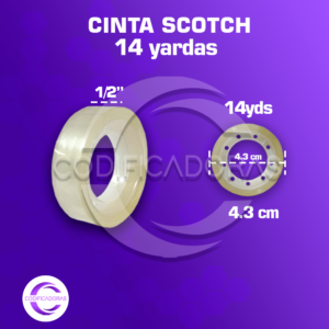 Cinta scotch 1/2” – 14 yardas (caja x 1200 unidades)