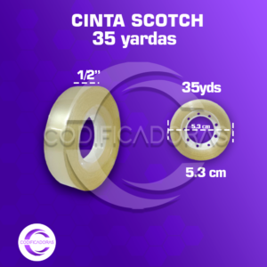 Cinta scotch 1/2” – 35 yardas (caja x 720 unidades)