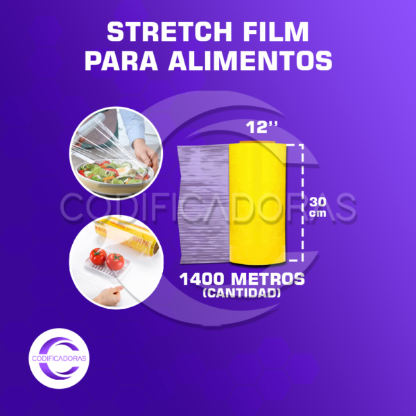 ROLLO DE STRETCH FILM PARA ALIMENTOS 12'' x 1,400 METROS