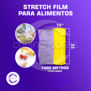 ROLLO DE STRETCH FILM PARA ALIMENTOS 15'' x 1,400 METROS
