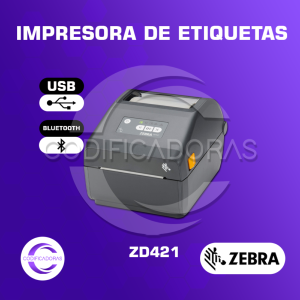Impresora de Etiquetas Zebra ZD421 - Conexión USB y BLUETOOTH