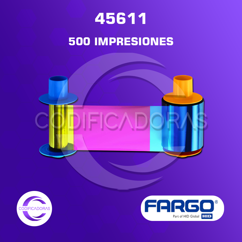 45611 Cinta Ribbon Fargo 045611 para Impresora de Carnets DTC1500 – 500 Impresiones - Imagen 1