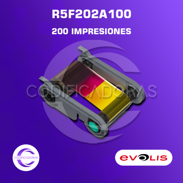 Cinta Ribbon Evolis R5F202A100 YMCKO - 200 Impresiones
