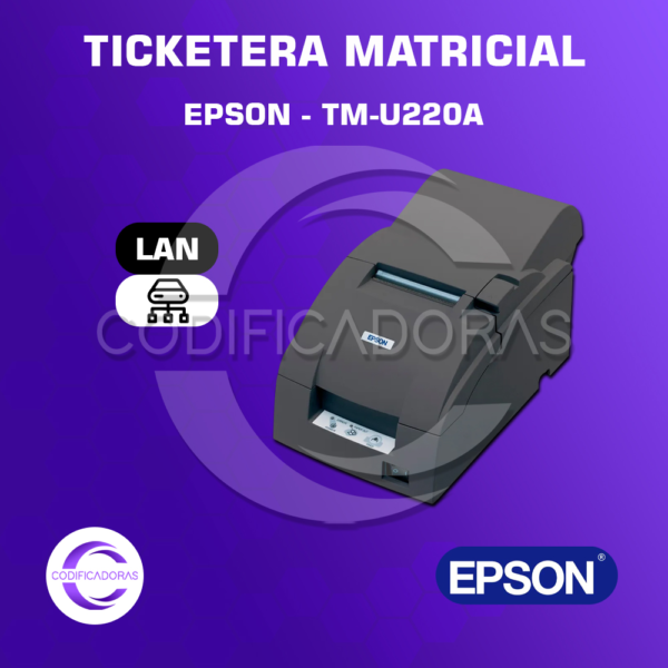 IMPRESORA TÉRMICA - TICKETERA MATRICIAL - EPSON TM-U220IIA - LAN (ETHERNET)